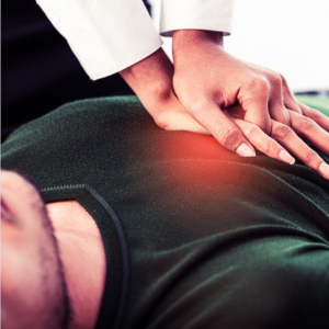 cpr chest compressions with graphical representation of ribcage pressure